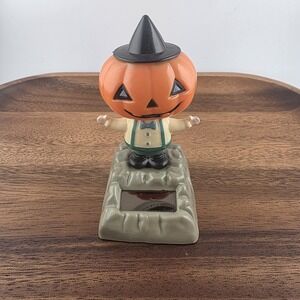 Bobble pumpkin Head witch hat solar toy‎ bowtie suspenders dancing movement